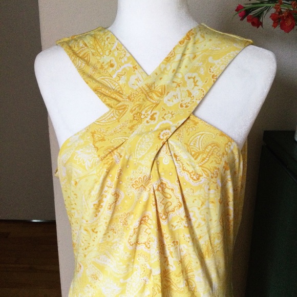 Michael Michael Kors Sleeveless Mini Dress XL – Yellow Floral Paisley, NWT - Picture 5 of 15